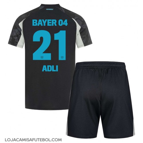 Camisa de Futebol Bayer Leverkusen Amine Adli #21 Equipamento Alternativo Infantil 2024-25 Manga Curta (+ Calças curtas)